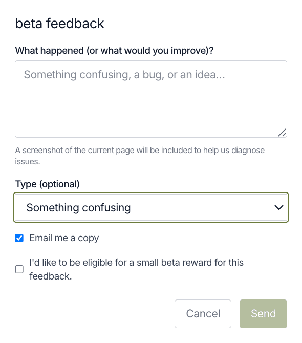 Lingua Formula: beta feedback (raw screenshot)
